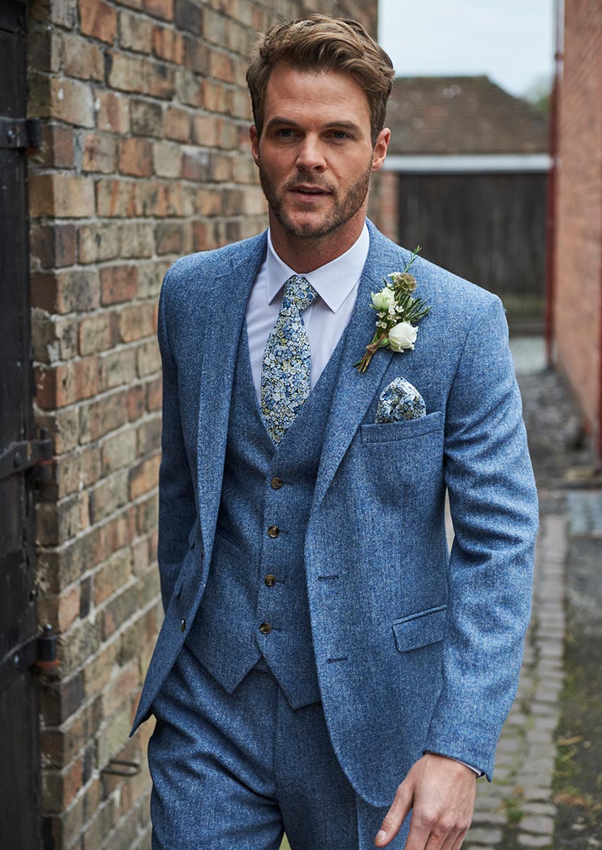 Light Blue Tweed Suit Tuxedo Junction Tuxedo and